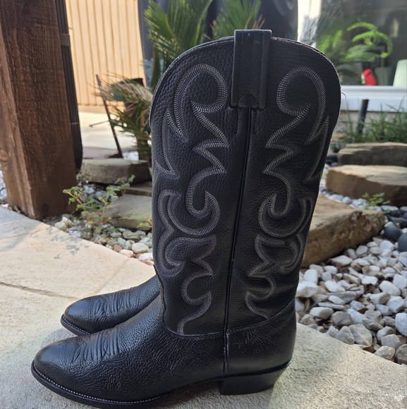 Nocona Black Leather Cowboy Boots Size 11D - Picture 3 of 9